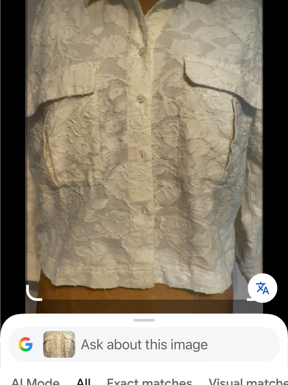 LOFT White Lace-Texture Button-Front Blouse